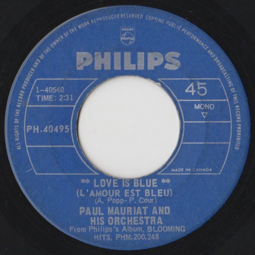 Paul Mauriat And His Orchestra - Love Is Blue (L'Amour Est Bleu) (7", Single, Mono) (Near Mint (NM or M-))