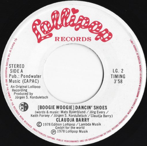 Claudja Barry - (Boogie Woogie) Dancin' Shoes / Forget About You (7", Single) (Near Mint (NM or M-))