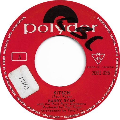 Barry Ryan - Kitsch (7", Single, Mono) (Near Mint (NM or M-))