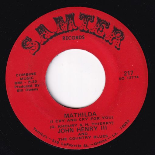 John Henry III - Mathilda (I Cry And Cry For You) / Baby Hurry Home (7") (Very Good Plus (VG+))