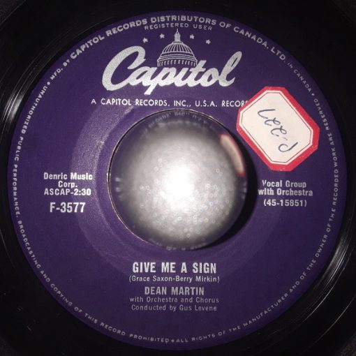 Dean Martin - Give Me A Sign / The Look (7", Single) (Very Good Plus (VG+))