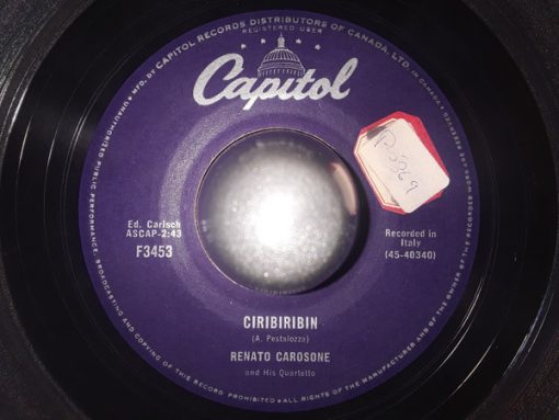 Renato Carosone E Il Suo Quartetto - Ciribiribin / And The Boat Came Back Alone (7", Single) (Very Good (VG))