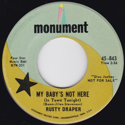 Rusty Draper - My Baby's Not Here (In Town Tonight) / Puppeteer (7", Single, Promo, Ind) (Very Good (VG))