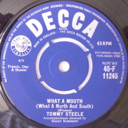 Tommy Steele - What A Mouth (What A North And South) / Kookaburra (7", Single) (Very Good (VG))