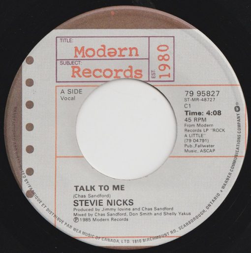 Stevie Nicks - Talk To Me  (7", Single) (Near Mint (NM or M-))