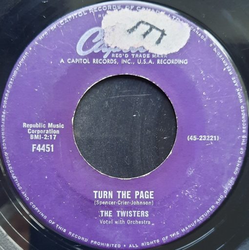 The Twisters (15) - Turn The Page / Dancing Little Clown (7", Single) (Very Good Plus (VG+))