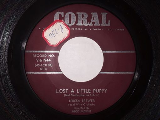 Teresa Brewer - Lost A Little Puppy / Because Him Is A Baby (7", Mono) (Very Good Plus (VG+))