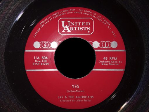 Jay & The Americans - Yes / Tomorrow (7") (Very Good Plus (VG+))