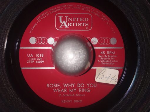 Kenny Dino - Rosie, Why Do You Wear My Ring / What Did I Do (7", Single) (Very Good Plus (VG+))