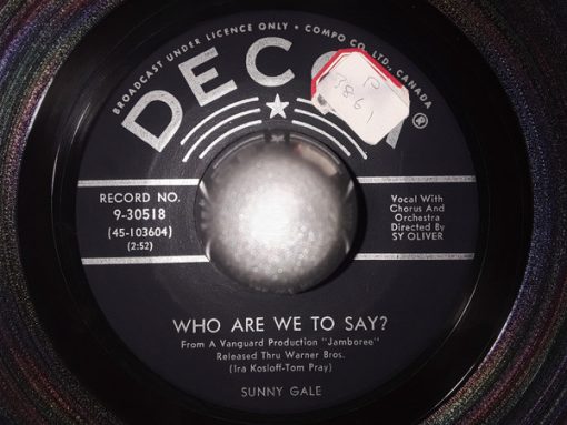 Sunny Gale - Who Are We To Say? / A Meeting Of The Eyes (7") (Very Good Plus (VG+))