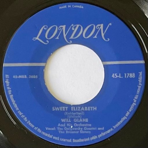 Will Glahé Und Sein Orchester - Sweet Elizabeth = Köhlerliesl / Tavern In The Town (7", Single) (Very Good (VG))