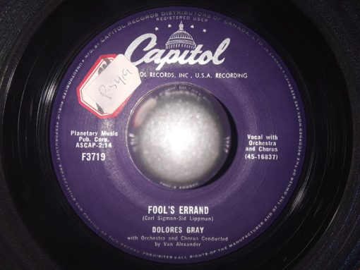 Dolores Gray - Fool's Errand  (7") (Very Good (VG))