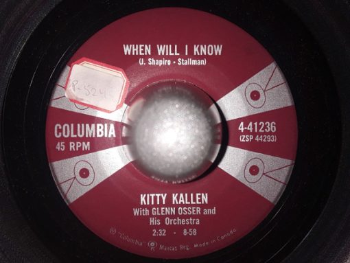 Kitty Kallen With Glenn Osser And His Orchestra - When Will I Know / Love Is A Sacred Thing (7") (Very Good Plus (VG+))