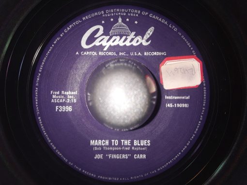 Joe "Fingers" Carr - March To The Blues / Lazy Train (7", Single) (Very Good Plus (VG+))