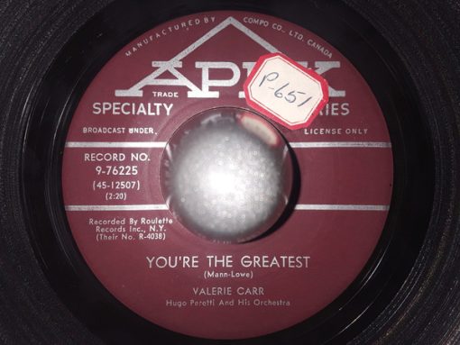 Valerie Carr - Over The Rainbow / You're The Greatest (7", Single) (Very Good (VG))