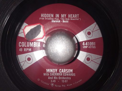 Mindy Carson With Sherman Edwards And His Orchestra - Hidden In My Heart / Just My Luck (7", Single) (Very Good (VG))