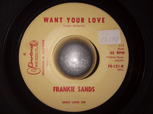 Frankie Sands with Bruce Locke Orchestra - Want Your Love / Shiga, Diga Ding, Boom (7", Single, Red) (Very Good Plus (VG+))