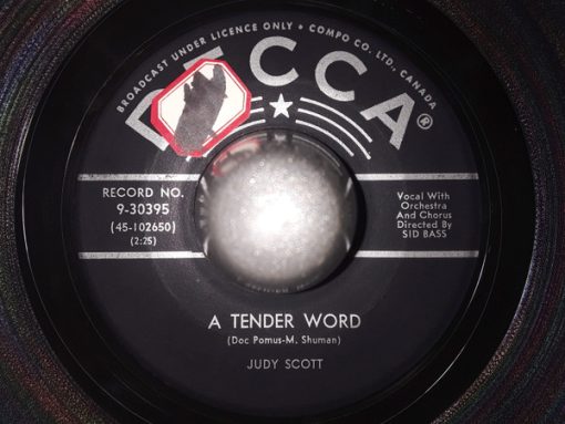 Judy Scott (2) - A Tender Word / The Parlor Piano (7") (Very Good Plus (VG+))