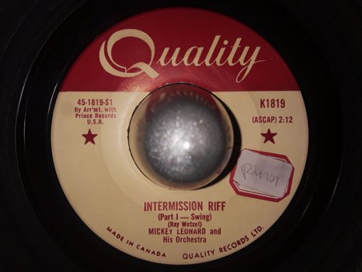 Mickey Leonard And His Orchestra - Intermission Riff (7") (Very Good Plus (VG+))