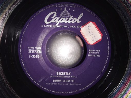 Tommy Leonetti - Secretly (7", Single) (Very Good Plus (VG+))