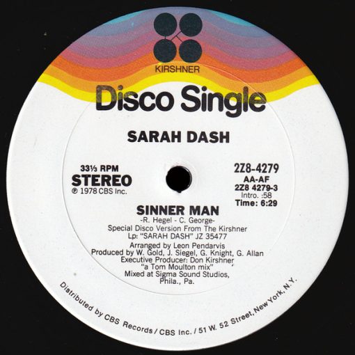 Sarah Dash - Sinner Man (12", Single, Pit) (Mint (M))