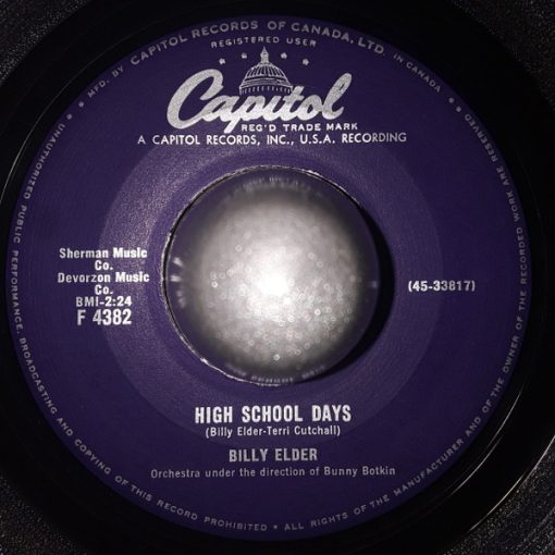 Billy Elder - High School Days / How Lonely Am I (7", Single) (Very Good Plus (VG+))