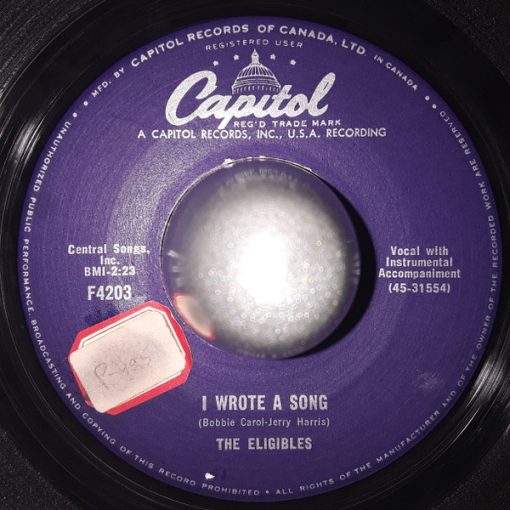 The Eligibles - I Wrote A Song / Car Trouble (7", Single) (Very Good (VG))