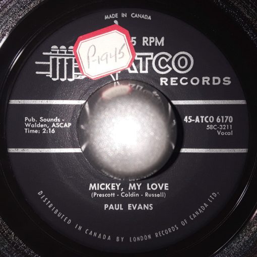 Paul Evans - Mickey, My Love (7") (Very Good Plus (VG+))