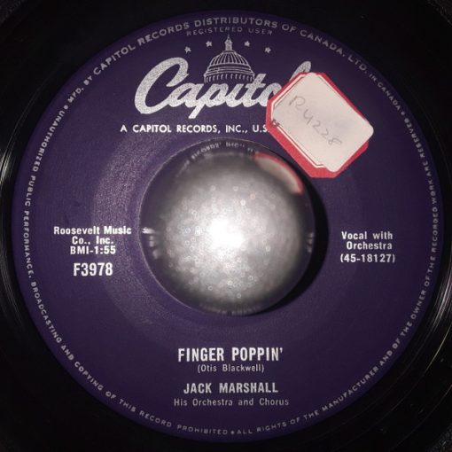 Jack Marshall, Jack Marshall And His Orchestra And Jack Marshall's Choir - Finger Poppin' / Thunder Road Chase (7", Single) (Very Good Plus (VG+))