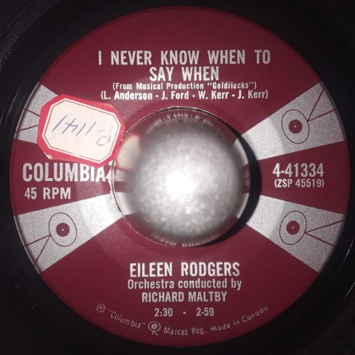 Eileen Rodgers - I Never Know When To Say When / King Of My Heart (7", Single) (Very Good Plus (VG+))