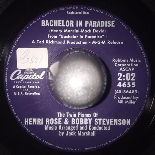 Henri Rose And Bobby Stevenson (3) - Bachelor In Paradise / Oh, Mein Liebchen (7", Single) (Very Good Plus (VG+))