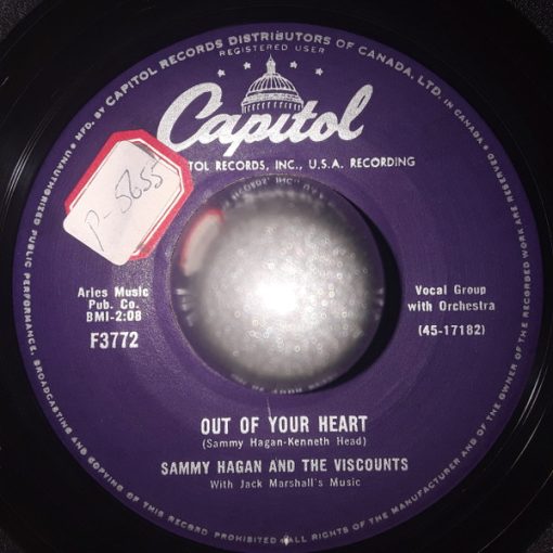 Sammy Hagan And The Viscounts With Jack Marshall's Music - Out Of Your Heart (7", Single) (Very Good Plus (VG+))