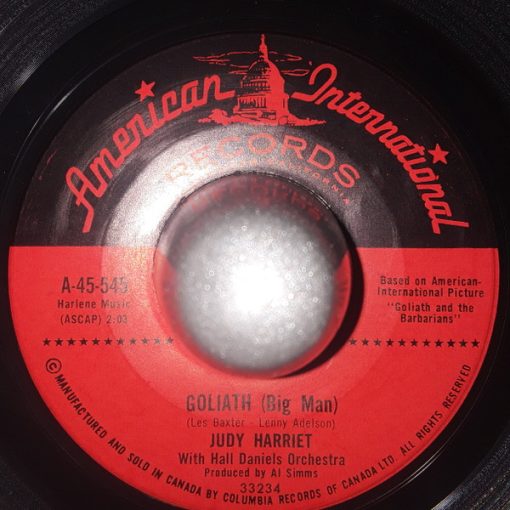 Judy Harriet With Hall Daniels Orchestra - Goliath (Big Man) / The Music Of Love (7") (Very Good Plus (VG+))