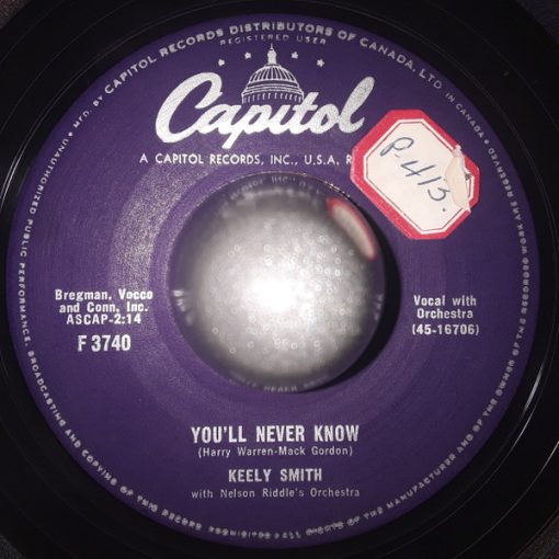 Keely Smith - You'll Never Know (7") (Very Good Plus (VG+))