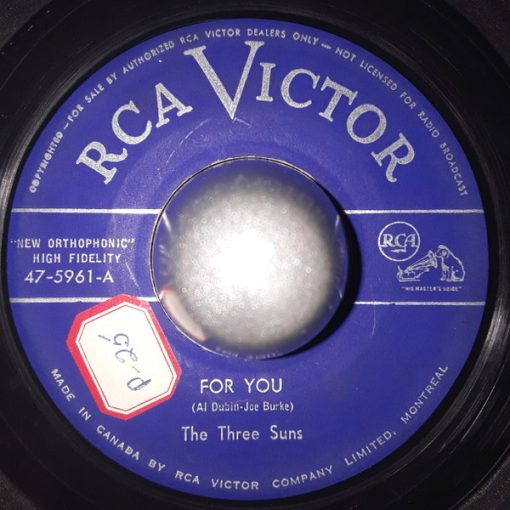 The Three Suns - For You (7", Single) (Very Good Plus (VG+))