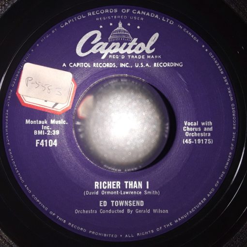 Ed Townsend - Richer Than I / Getting By WIthout You (7", Single) (Very Good Plus (VG+))