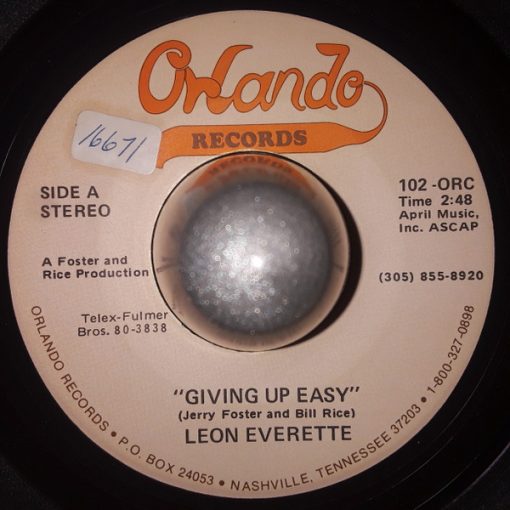 Leon Everette - Giving Up Easy / Mama Rocked Us To Sleep (With Country Music) (7", Single) (Very Good Plus (VG+))