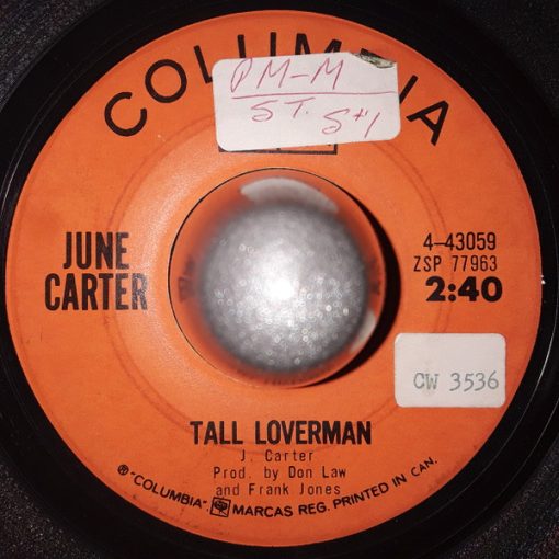 June Carter - Tall Loverman / Without A Love To Call My Own (7") (Very Good (VG))