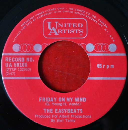 The Easybeats - Friday On My Mind (7", Single) (Very Good Plus (VG+))