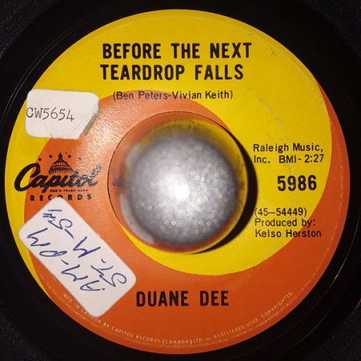 Duane Dee - Before The Next Teardrop Falls / You're Not Painting The Town (7", Single) (Very Good Plus (VG+))