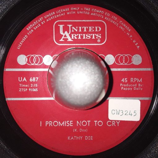 Kathy Dee - I Promise Not To Cry / Don't Leave Me Lonely Too Long (7") (Very Good (VG))