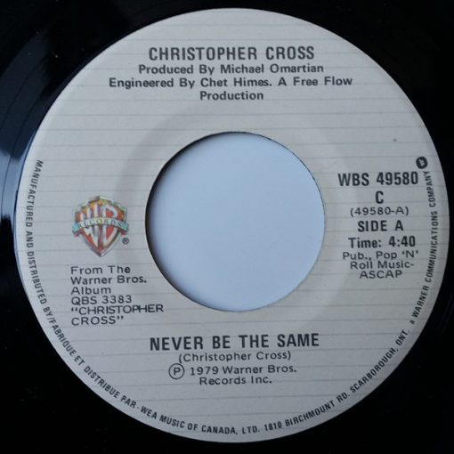 Christopher Cross - Never Be The Same (7", Single) (Near Mint (NM or M-))