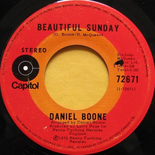 Daniel Boone - Beautiful Sunday (7", Single) (Near Mint (NM or M-))