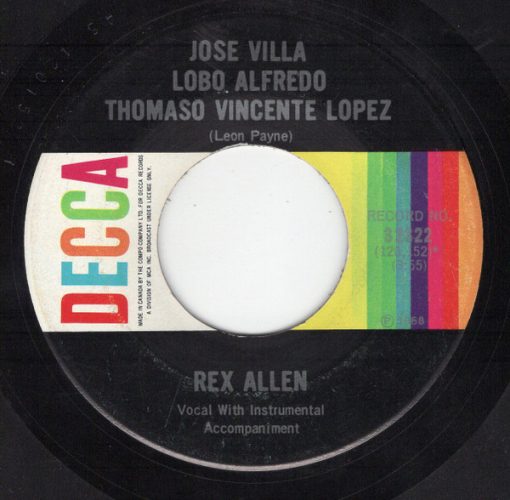 Rex Allen - Jose Villa Lobo Alfredo Thomaso Vincente Lopez / Tiny Bubbles (7", Single) (Near Mint (NM or M-))