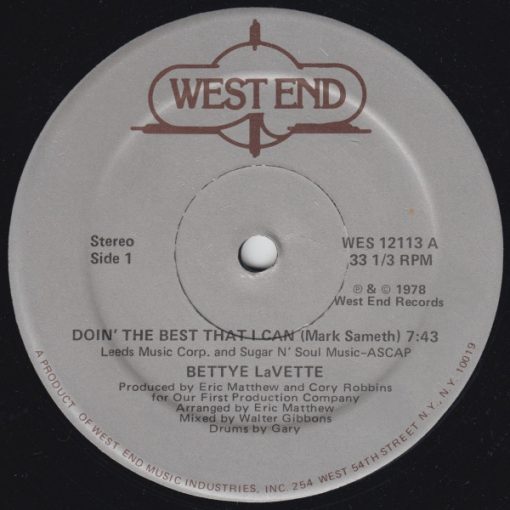 Bettye LaVette - Doin' The Best That I Can (12", Single) (Mint (M))