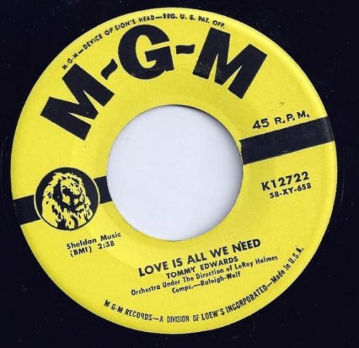 Tommy Edwards - Love Is All We Need / Mr. Music Man (7", Single) (Near Mint (NM or M-))