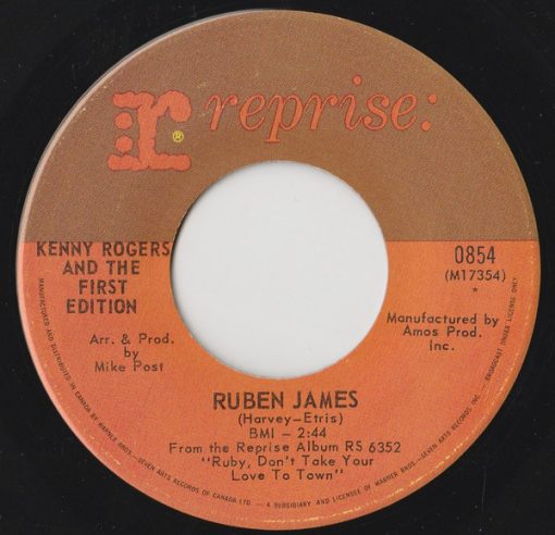 Kenny Rogers & The First Edition - Ruben James / Sunshine (7", Single) (Very Good Plus (VG+))