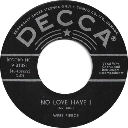 Webb Pierce - No Love Have I (7") (Near Mint (NM or M-))