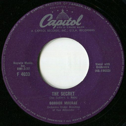 Gordon MacRae - The Secret / A Man Once Said (7", Single) (Near Mint (NM or M-))