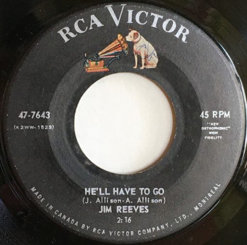 Jim Reeves - He'll Have To Go / In A Mansion Stands My Love (7", Single) (Near Mint (NM or M-))